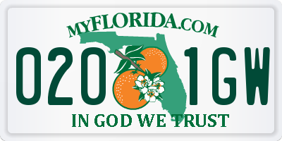FL license plate 0201GW