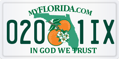 FL license plate 0201IX