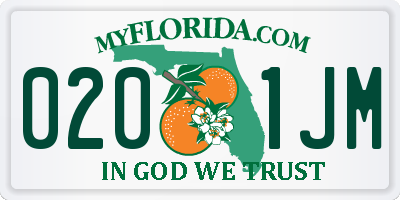 FL license plate 0201JM