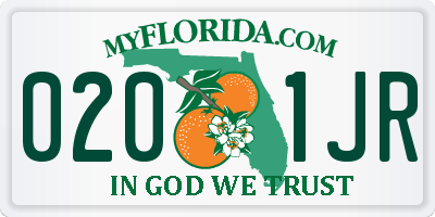 FL license plate 0201JR