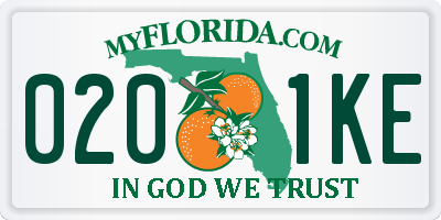 FL license plate 0201KE