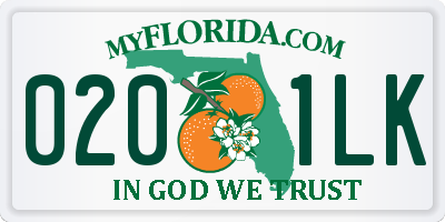 FL license plate 0201LK
