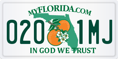 FL license plate 0201MJ