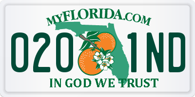 FL license plate 0201ND