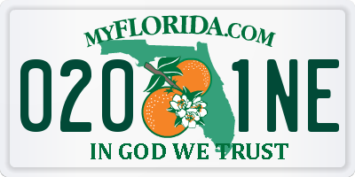 FL license plate 0201NE
