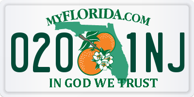 FL license plate 0201NJ