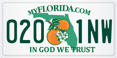 FL license plate 0201NW