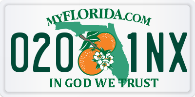 FL license plate 0201NX
