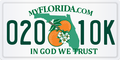 FL license plate 0201OK
