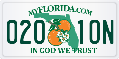 FL license plate 0201ON