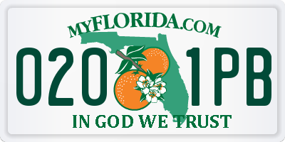 FL license plate 0201PB