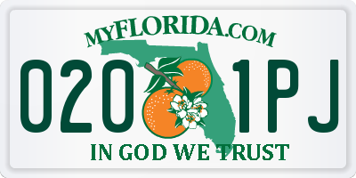 FL license plate 0201PJ