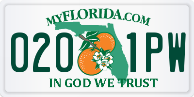 FL license plate 0201PW