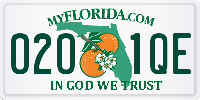 FL license plate 0201QE