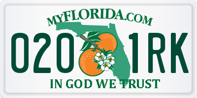 FL license plate 0201RK
