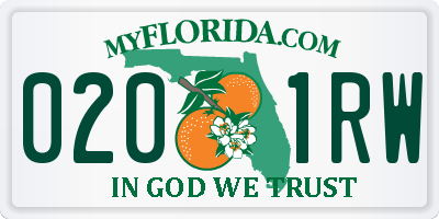 FL license plate 0201RW