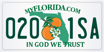FL license plate 0201SA