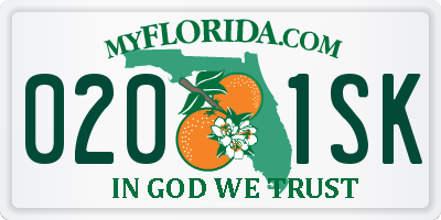FL license plate 0201SK