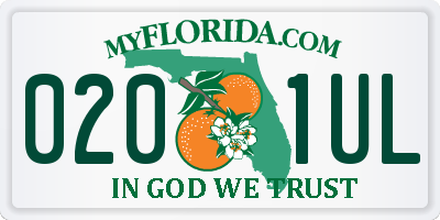 FL license plate 0201UL