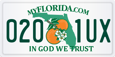 FL license plate 0201UX