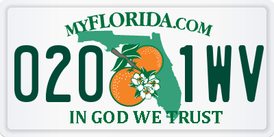 FL license plate 0201WV