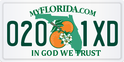 FL license plate 0201XD