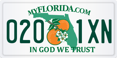 FL license plate 0201XN