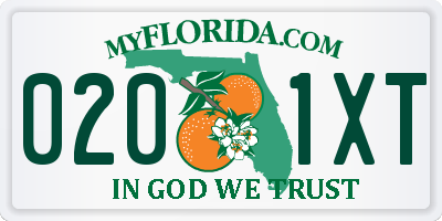 FL license plate 0201XT