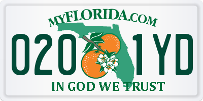 FL license plate 0201YD