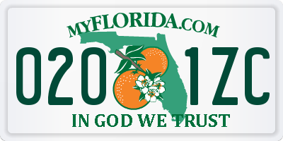 FL license plate 0201ZC