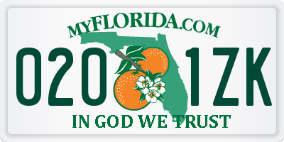 FL license plate 0201ZK