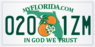 FL license plate 0201ZM