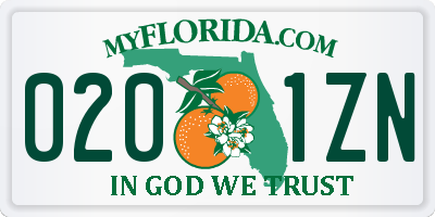 FL license plate 0201ZN