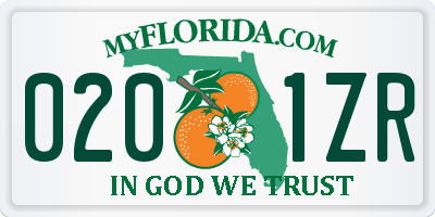 FL license plate 0201ZR