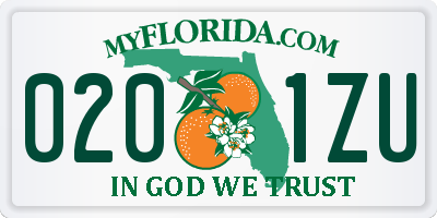 FL license plate 0201ZU