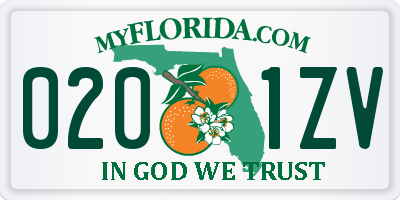 FL license plate 0201ZV