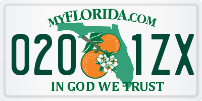 FL license plate 0201ZX