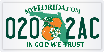 FL license plate 0202AC