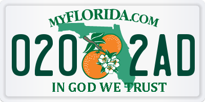 FL license plate 0202AD