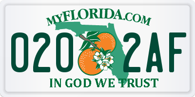 FL license plate 0202AF