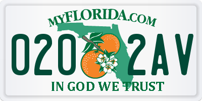 FL license plate 0202AV
