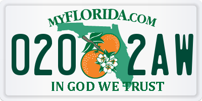 FL license plate 0202AW