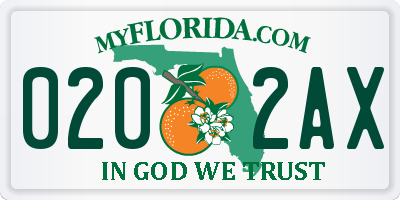 FL license plate 0202AX