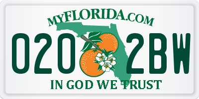 FL license plate 0202BW