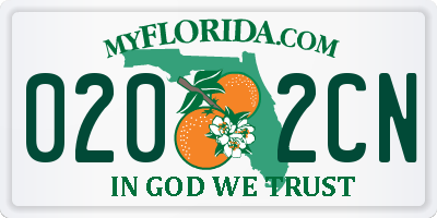 FL license plate 0202CN