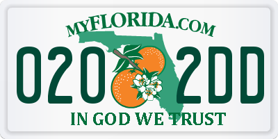 FL license plate 0202DD