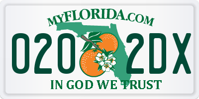 FL license plate 0202DX