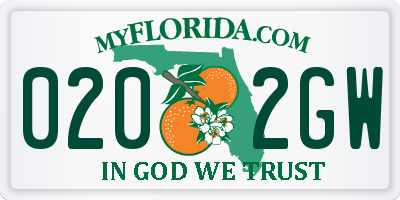 FL license plate 0202GW