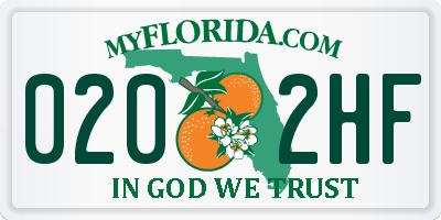 FL license plate 0202HF