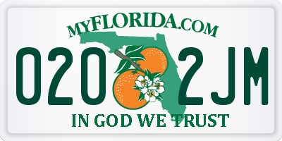 FL license plate 0202JM